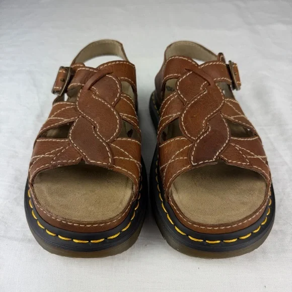 Dr Martens Vintage Y2K Chunky Sandals Women 11Brown Leather Slingback 5A85 EU 43 - Picture 4 of 16